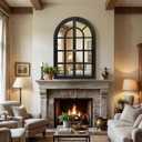 Arched Window Mirrors for Wall, Wooden Rustic Farmhouse Mirror for Wall Decor 24 x 36 Black, Decorative Wall Mirror Arch for Living Room, Bedroom, Bathroom, Fireplace, Farmhouse
