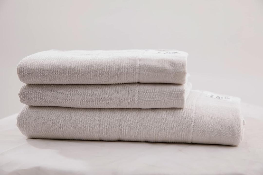 Gauze Towel - 100% Cotton, Thick Linen, Soft Travel & Hair Towel - Textured Waffle Weave, Super Absorbent, Quick Dry (Ivory Set)