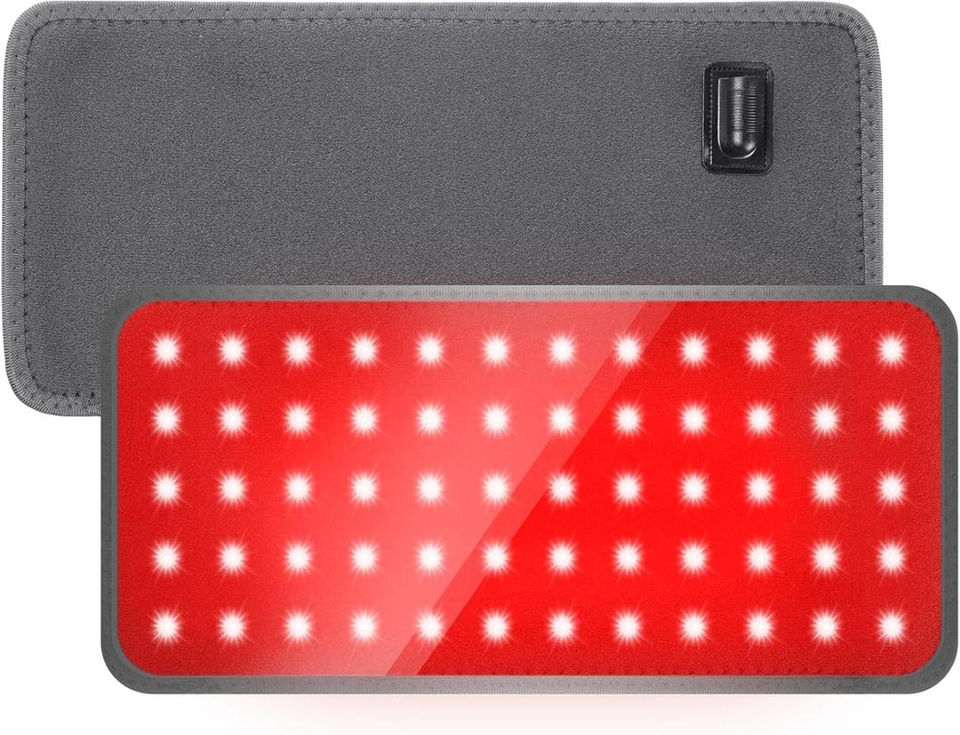 Red Light Therapy for Body, 3-in-1 Infrared Light Therapy pad with 660nm Red & 850nm Near Infrared, Auto Timer & 3 Modes, Easy-Use Home Therapy Belt for Pain Relief & Muscle Recovery (Gray)