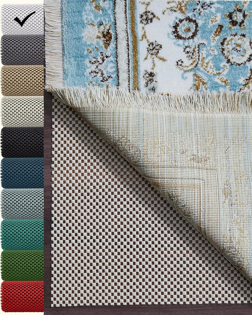 Veken Non Slip Rug Pad Gripper 8 x 10 Feet Extra Thick Pads for Any Hard Surface Floors, Keep Your Rugs Safe and in Place, Under Carpet Anti Skid Mat (White)