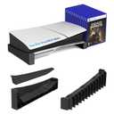 ZYTHRONE Horizontal Stand for PS5 Slim & Pro Console and Hold 12 Pcs Game Disc, PS5 Base Stand Compatible with PlayStation 5 Slim/Pro Disc & Digital Editions, Black