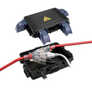 Small Outdoor Electrical Box (inner7.3 * 5.1 * 1.6) with Clear Waterproof Shield,Waterproof Extension Cord Cover,Weatherproof Connection Box with 4 Cable Entry for Plug,Connector (1PCS,Black)