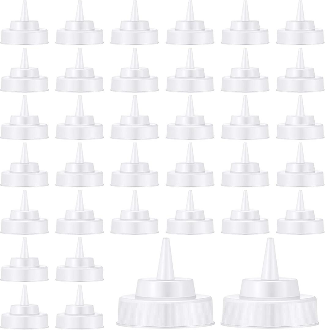 Tioncy 36 Pcs Condiment Squeeze Bottle Replacement Cap Plastic Wide Mouth Squeeze Lids for 63mm Emptying Bottle 2.76inch Natural Cone Tip Dispensing Caps for Kitchen Dining Room Dispenses Sauce