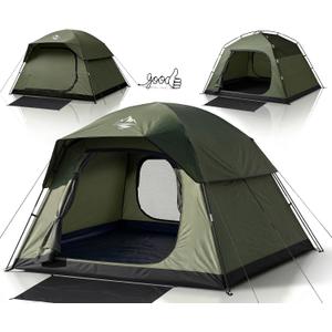 Purebox Tent 4 Person Camping Tents - Double Layer with 2 Doors & Rainfly, Portable Waterproof & Windproof Tents, Large Mesh Ventilation, Easy Setup Family Tent for Camping, Hiking and Backpacking