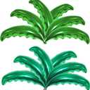 12 Pieces Large Palm Tree Leaves Balloons, Green Foil Mylar Coconut Tree Leaves Balloons for Birthday Baby Shower Decorations Hawaiian Luau Aloha Tropical Summer Beach Party Supplies