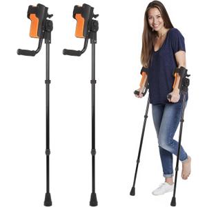 Dyna-Living Forearm Crutches for Adults - 3 Adjustable Angles Folding Forearm Crutches, Lightweight Aluminum Crutches with Adjustable Elbow Elastic Band, Perfect for Post-Surgery & Long Term Use