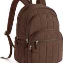 College Laptop Backpack, Travel Backpack for Women, Quilted Casual Daypack, Water-Resistant Bookbag for 15.6 Inch Laptop, Chocolate