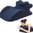 Memory Foam Ergonomic Rest Pillow - Compact Prone Pillow for Sleeping & Reading in Bed, Targeted Support for Back Pain, Acid Reflux & Sitting Up, Ideal for Massage with Removable Cover