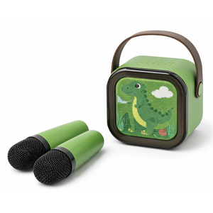 Mini Karaoke Machine for Kids, Portable Bluetooth Speaker with Wireless Microphones 2，Kids Music Player Toys for Girls and Boys,3,4, 5, 6, 7, 8+ Years Old, Teens Birthday (Green-Dinosaur)