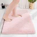Small Bathroom Rug 17x24 Non Slip Pink Fluffy Bath Mat for Bathroom Floor Washable Plush Luxury Bath Rug for Tub Soft Shaggy Absorbent Shower Mat