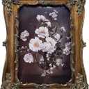 4x6 Vintage Picture Frame, Antique Bronze Gold Ornate Photo Frame for Wall Hanging or Tabletop Display, Decorative Floral Design Retro Home Decor, Photo Gallery Art