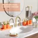 Bathroom Set - 11PC Bathroom Accessory Set, Bathroom Accessories Set, Orange Bathroom Set, Push-lid Trash Can, 3PC Soap Dispensers, Toilet Brush & Q-tip Holders