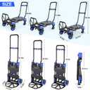 330LB Folding Hand Truck Heavy Duty Carrying, Combination of Four Wheels and Two Wheels Convertible Dolly Cart with Retractable Handle Dolly for Moving Office Carts(Blue)