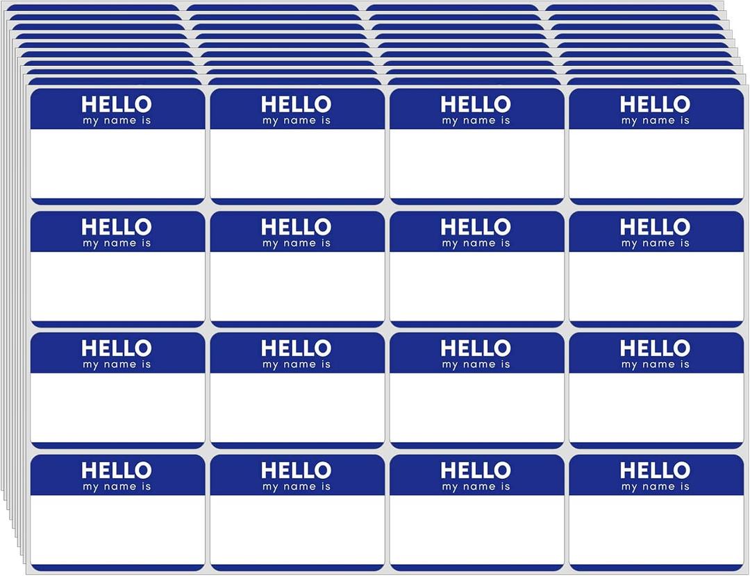 Zacool 480 Pcs Name Tag Stickers (3"x 2") Blue Hello My Name is Stickers Identification Badges, Easy Peel and Stick Name Tags for Themed Party, Family, Home, School, Office, Conferences