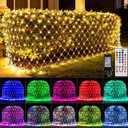LitHome 10 x 10FT Christmas Net Lights Outdoor, 35 Colors Changing 240 LED Christmas Net Lights with Remote Connectable, 9 Modes RGB Mesh Light Plug in for Bushes, Xmas, Garden, Gazebo, Holiday Decor