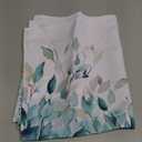 Curtain Valance for Windows Blue Eucalyptus Rod Pocket Valance Window Treatments 1 Panel Watercolor Leaves Short Curtains for Kitchen Windows Bathroom Bedroom 42x12in  (Blue)