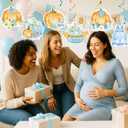 Fumete 72 Pcs Blue Little Pumpkin Baby Shower Decorations Fall a Little Pumpkin Is on His Way Hanging Swirls Autumn Thanksgiving Baby Shower Party Ceiling Streamers Decor for Home Party Supplies