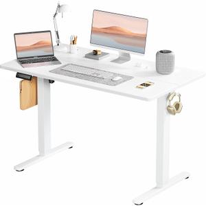 SMUG Standing Desk, Adjustable Height Electric Sit Stand Up Down Computer Table, 48x24 Inch Ergonomic Rising Modern Lift Motorized Gaming Desktop Workstation for Work Home Office, White SMUG Standing Desk, Adjustable Height Electric Sit Stand Up Down Computer Table, 48x24 Inch Ergonomic Rising Modern Lift Motorized Gaming Desktop Workstation for Work Home Office, White