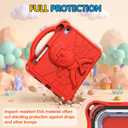 DJ&RPPQ Kids Case for iPad A16 11th Generation 2025/iPad 10th Generation 2022 with Screen Protector, Shockproof Handle Stand Cover with Pencil Holder iPad 11th/10th Generation Case for Kids, Red