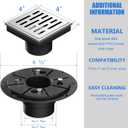 Neodrain Square Shower Drain, 4 inch Stainless Steel 304 Grate and PVC Drain Body, Brick Pattern Grate with Brushed Nickel Finish, Kit Includes Hair Trap/Strainer,Lifting Hook and PVC Drain Base