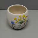 Napco Imports Indoor Outdoor Plant Succulent Herb Flower Pot 3.75 x 4.75 Inch Ceramic Matte Wildflower (White)