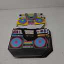 24 Pcs 80s90s Party Favor Bags Non Woven Retro Radio Grocery Bags for Hip Hop Birthday Disco Rock Party (Yellow,Black)