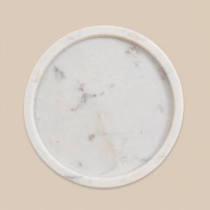 Kay31 9 Inch Premium White Marble Tray - Modern Natural Stone Organizer for Bathroom, Vanity, Kitchen & Home Decor