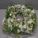 White Faux Silk Flower Spring Summer Easter Wreath 24-26" for Front Door – Anemone Daisy Tagetes Erecta Green Eucalyptus and Fern Leaves – Farmhouse Front Porch Wreath, Outdoor Indoor Use