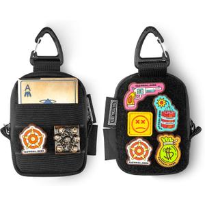 TACTICAL GEEK Storage A6 Mini Size EDC Utility Pouch, Mini Coin Purse with Custom Carabiner, EDC Mini Size Pocket Organizer, Wireless Headset Pack, Key Waist Case for Daily Carry Black