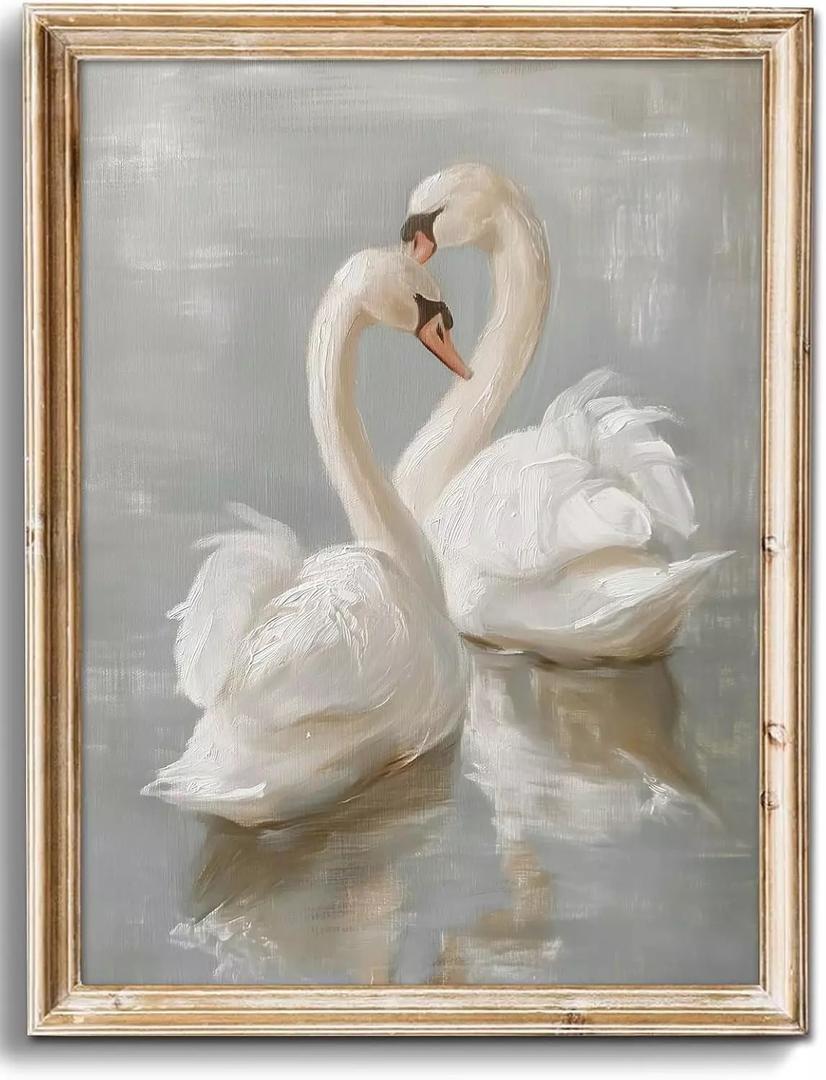 Vintage Wall Art Prints Decor Classical Swan Canvas Oil Painting Poster 