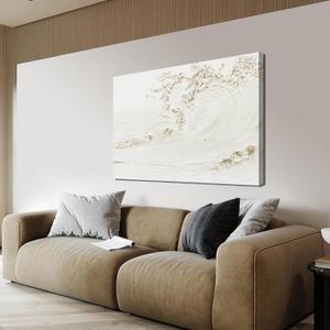 Canvas Wall Art Decor Large Wall Art for Living Room Large Artwork for Walls Black Abstract Wall Art Decor Canvas Art Wall Decor Modern Textured Wall Art Paintings 32" X 48" Bedroom Office Wall Decor (White)