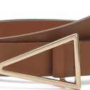 HOTWILL Women Belts for Jeans Dress Skinny Waist Belt with Gold Triangle Buckle 0.90" Width Thin Belts for Ladies Brown Medium (Brown)