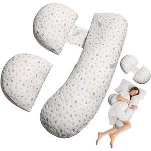 Pregnancy Pillow for Sleeping, Maternity Pillow Support for HIPS, Backs, Legs, Maternity Pillow with Detachable and Adjustable Pillow Cover (White)