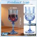 Plastic Wine Glasses, Plastic Goblets Vintage Style Cordial Unbreakable Drinking Glasses Reusable Drinkware for Wedding Reception, Grand Event Party Supplies(24, Blue)