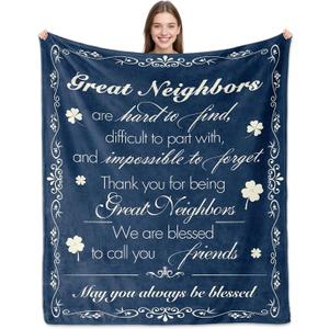 Neighbor Gifts, Best Neighbor House Warming Gift, for Neighbors, New Home Fannel Blanket 60x50 Inch, New Neighbor's Welcome Present, Farewell Gift for Neighbors Moving