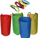 Potato Sack Race Bags (4-pack) and 3-Legged Race Bands (4-pack) - Sturdy & No Smell - Popular Outdoor Party Yard Games for All Ages Family Gatherings, School Gym Class