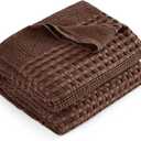 Cooling Waffle Blanket Twin Size, Cotton Bed Throw for Summer | Brown 66X90, Rayon Derived from Bamboo, Soft Lightweight Throws for Hot Sleepers, Breathable Comfort for Couch Sofa, Twin XL