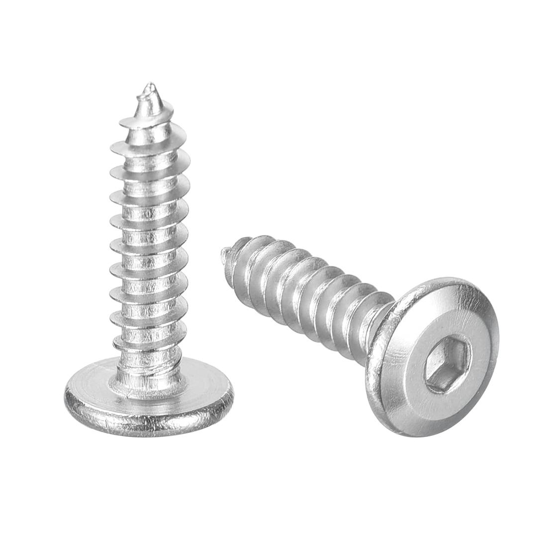 uxcell M5 x 20mm (25 Pack) Flat Round Socket Head Screws, Stainless Steel Self Tapping Screws Full Thread Hex Socket Cap Screws Bolt for Wood Furniture