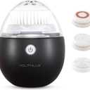 YOUTHLAB Pure Radiance, Vibrating Deep Facial Cleansing Scrub Brush, Electric, 3 Modes 3 Heads (2 Bristle/ 1 Silicone), Waterproof, Rechargeable, Smart Timer, Exfoliating, Massage (Black)