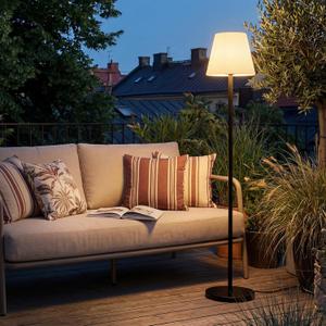 Solar Outdoor Floor Lamp with Light Sensor,Solar+USB Charging Outdoor Lamps for Patio Waterproof Rechargeable Floor Lamp Cordless Dimmable Warm White RGB LED Patio Lamp for Yard Garden Lawn.