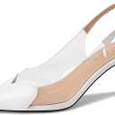 Women's Heart Clear Heeled sandals Pointed Toe Transparent Slingback Heels Buckle Strap Patent Leather Pumps Party Prom Dress Shoes (8.5, White)