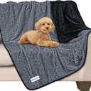 PetAmi Waterproof Dog Blanket, Leakproof Puppy Blanket for Medium Large Dogs, Furniture Sofa Couch Cover Protector, Fleece Pet Throw Indoor Cat Kitten, Reversible Washable Soft Plush, 40x60 Black Gray