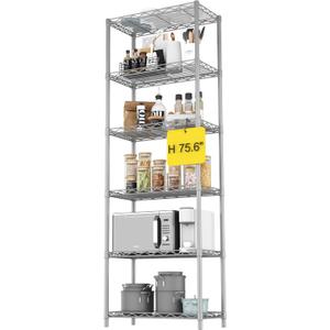 HOMEFORT 6-Tier Wire Shelving, 6 Shelves Unit Metal Storage Rack, Durable Organizer, Perfect for Pantry Closet Kitchen Laundry Organization(Grey) (6 Tiers-21W)