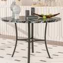 Round Dining Table for 4, 4 Legs Black Wood Top 36 in. Metal Frame Dining Table for Kitchen