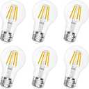 A19 E26 Base Dimmable Edison LED Bulb, 4W (40 Watt Equivalent) 3000K Soft Warm White, Vintage Clear Glass LED Filament Bulb for Home, Wall Sconce, Chandelier, 6 Pack (6W=60W 3000K Soft White)