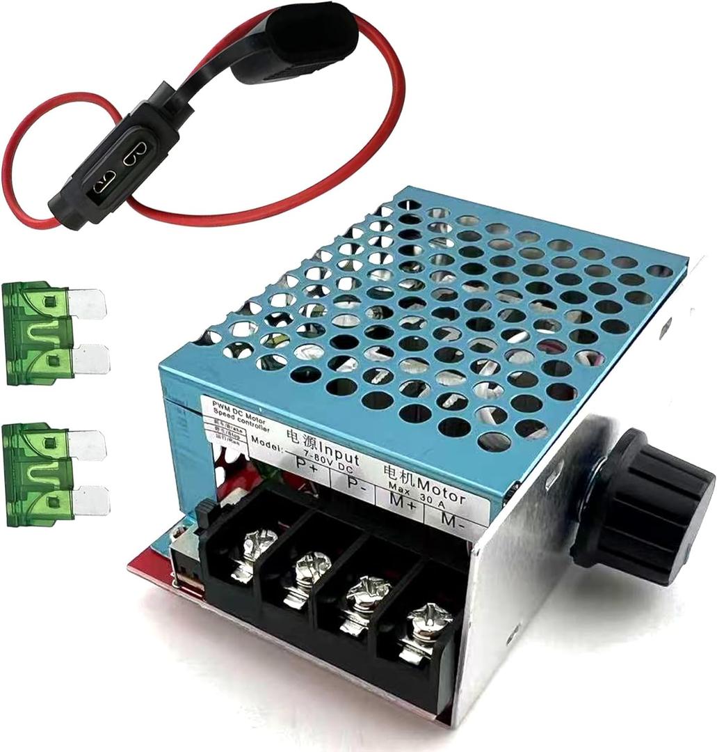 PWM DC Motor Speed Controller 7-70V 30A 2100W Max with 2pcs Fuse
