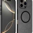 SU - iPhone 16 Pro Max Premium Gray Suede Magnetic Case - SU.Shield Slim & Protective Design, Compatible with MagSafe, Wireless Charging - Suede, Case for iPhone 16 Pro Max (6.9") (Dark Grey (Suede))