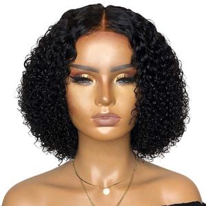 Fymini Black Human Hair Bob Wigs for Women 13x1x4 T Part Curly Lace Front Wig Middle Part Brazilian Remy Hair 150% Density