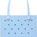 Large Tote Beach Bag, Waterproof & Sandproof & Washable, Shoulder Shopping Handbag Casual Tote for Pool, Groceries, Work (Sky Blue)