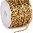 33 Feet 18K Gold PVD Plated Twisted Cable Link Chains Roll, 2.5mm Width 304 Stainless Steel Gold Double Links Rope Chain Bulk Spool for Jewelry Making DIY Craft